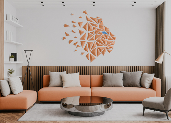 “Lion (version a)” polygonale 3D – 3D WallArt