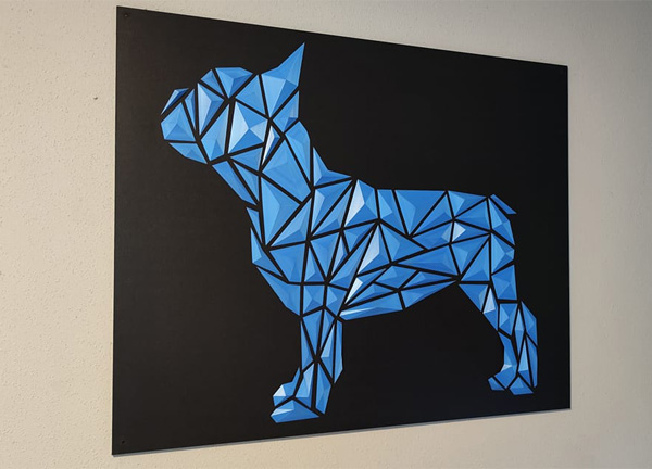 “Bouledogue français” polygonale 3D – 3D WallArt