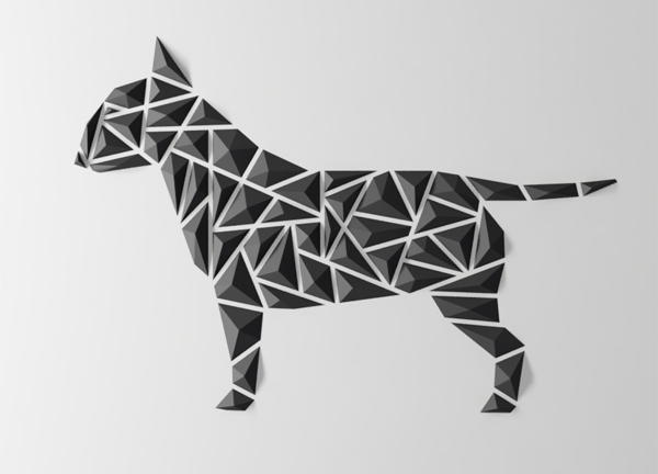 “Bull Terrier” polygonale 3D – 3D WallArt