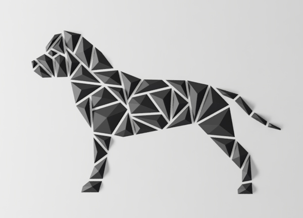 “American Staff / Staffy” polygonale 3D – 3D WallArt