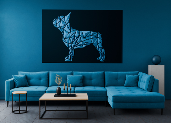 “Bouledogue français” polygonale 3D – 3D WallArt