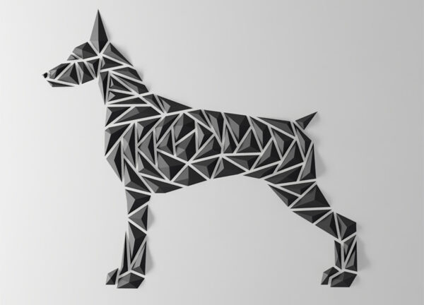 “Dobermann” polygonale 3D – 3D WallArt