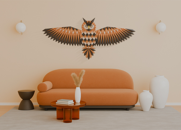3D polygonal “Owl” - 3D WallArt