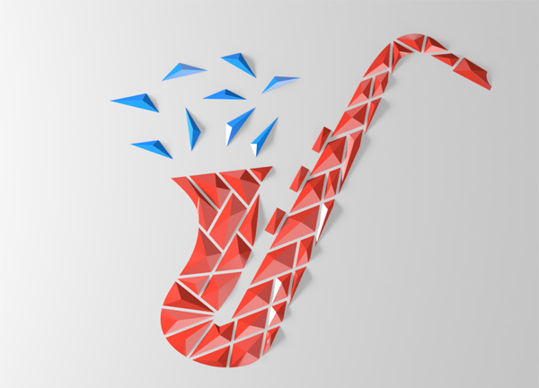 Saxophone polygonale 3D – 3D WallArt