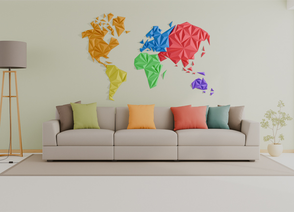 “Planisphère” polygonale 3D – 3D WallArt