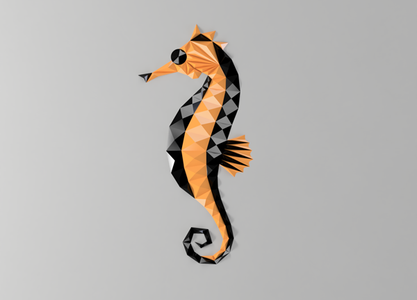 3D polygonal “Sea Horse” - 3D WallArt