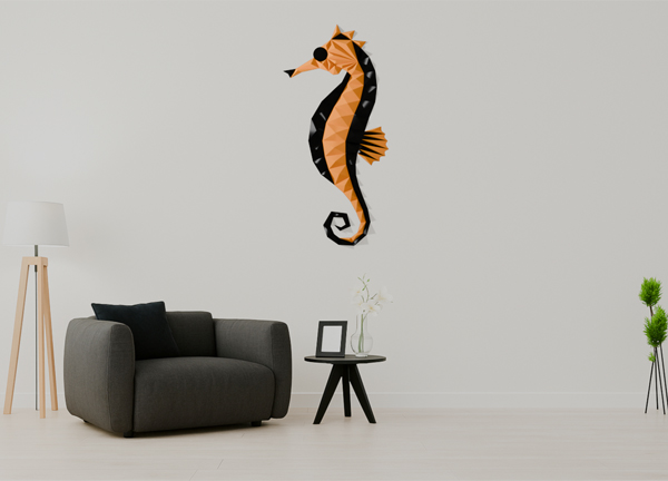 3D polygonal “Sea Horse” - 3D WallArt